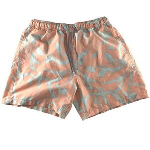Boardies Apparel Mens Peach Mint Abstract Print Swim Trunks Shorts Size Medium